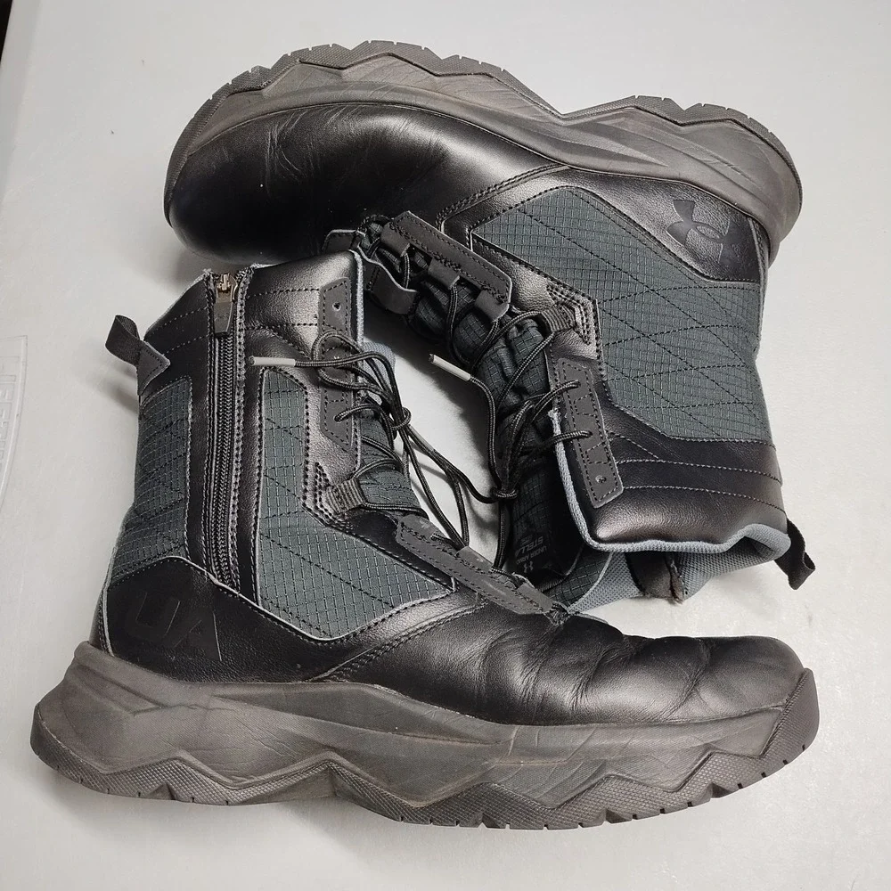 Under Armour Stellar G2 Tactical Boots Mens 10.5 Black Side Zip 3024949-001 EUC